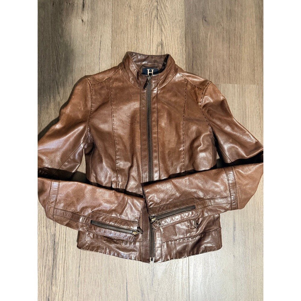 CLASSIC Hilfiger brown woman’s leather jacket size O